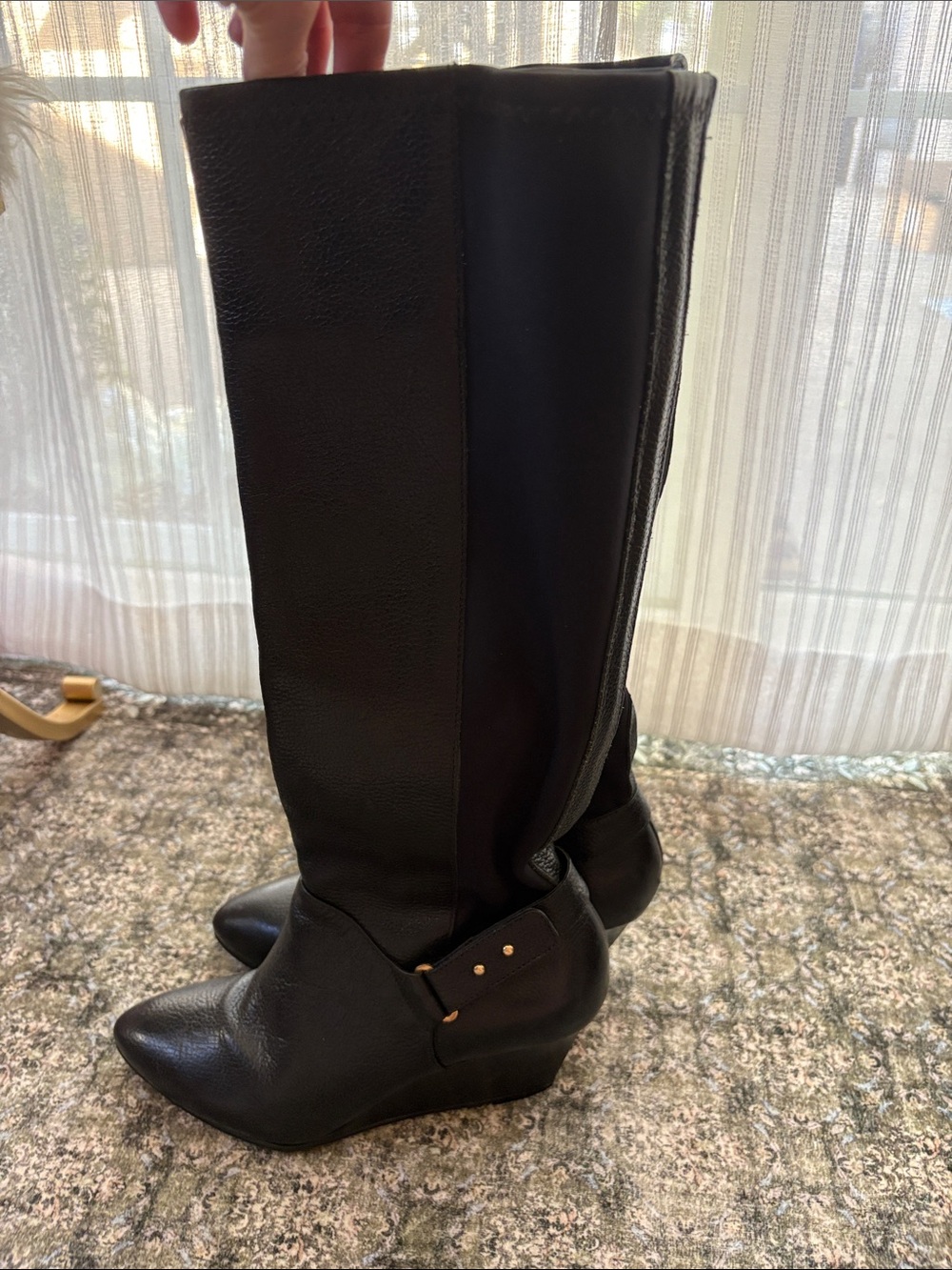 Steven By Steve Madden Black Knee-High Wedge Boots